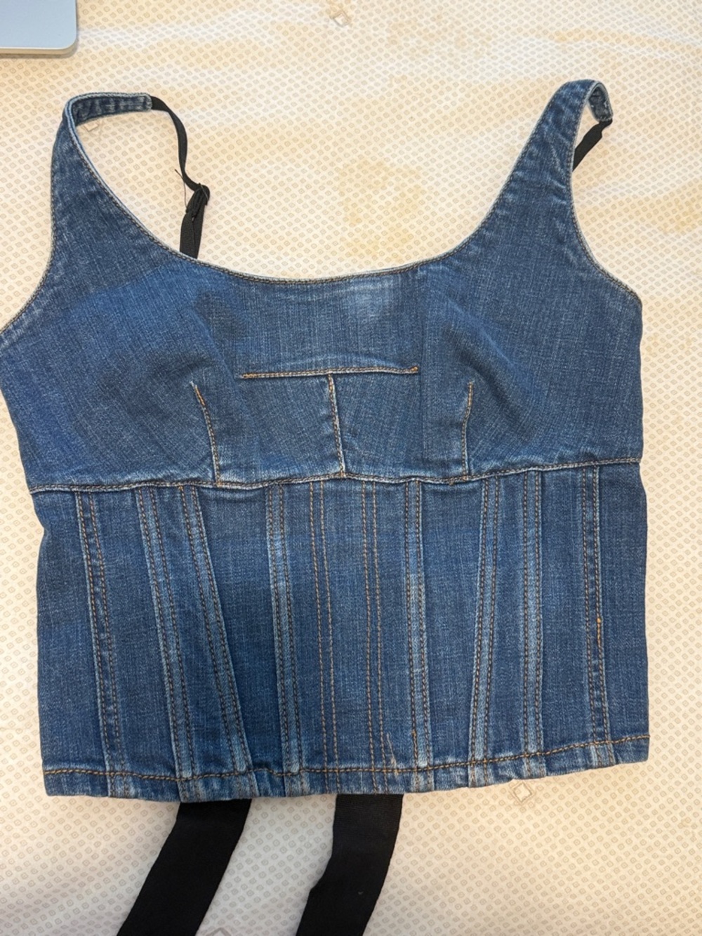 Maeve Denim Corset-Style Crop Tank Top - Blue *final sale*